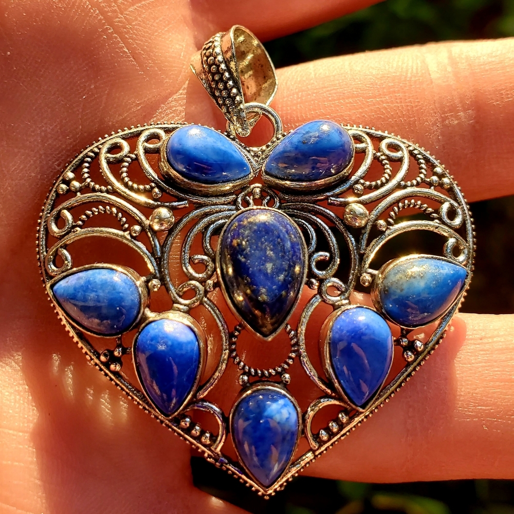 New Lapis Lazuli Silver Heart Pendant.